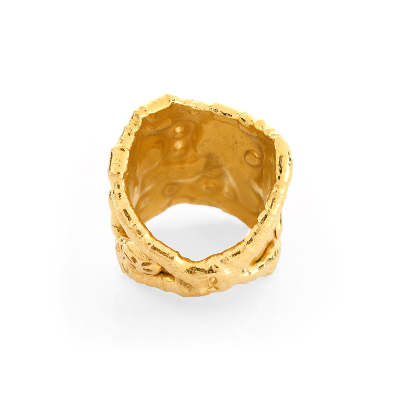 Jean Mahie, French (20th-21st cent.) 22 Karat Yellow Gold Ring. Signed, stamped 22K. Very good condition.