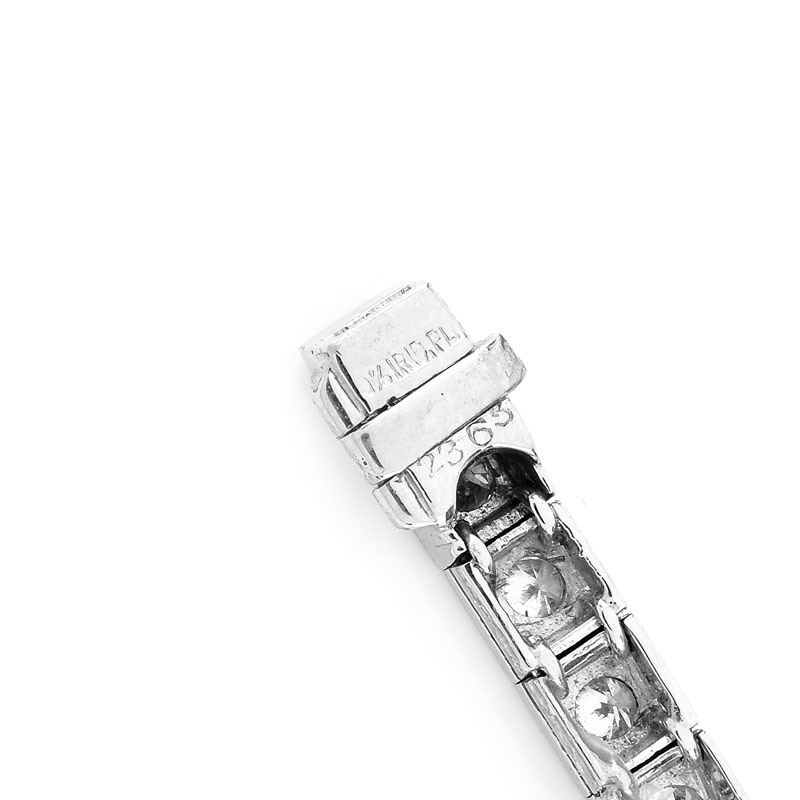 Vintage Approx. 3.50 Carat Round Brilliant Cut Diamond and Platinum Box Line Bracelet. Diamonds G color, VS clarity. Stamped Platinum. 
