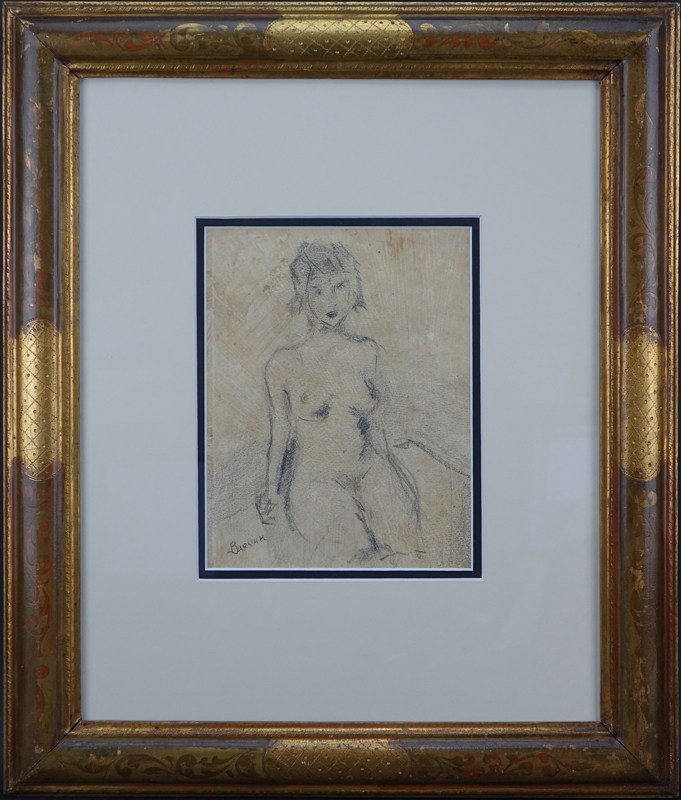 Early 20th Century Russian School Pencil On Paper "Female Nude". 