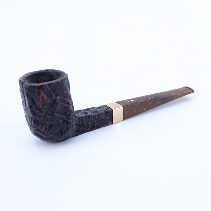 Dunhill Shell Briar Pipe with 14K Gold Spigot. Stamped 14K with makers mark, signed and numbered 41757. 