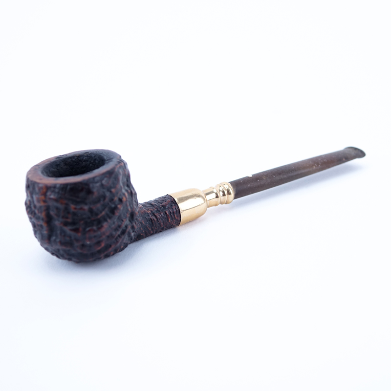 Dunhill Shell Briar Pipe with 14K Gold Spigot. Stamped 14K with makers mark, signed and numbered.