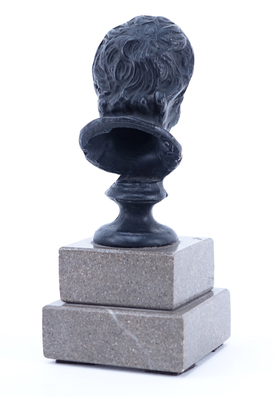 19th Century Italian School Bronze Portrait Sculpture Of A Man's Head.