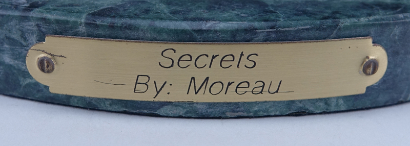 After: Auguste Moreau, French (1834 - 1917) Patinated Bronze Sculpture on Marble Base, "Secrets" Signed. 