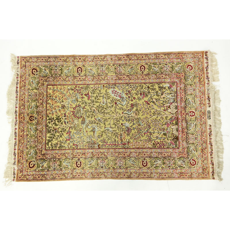 Semi Antique Gilt Persian Silk Rug.