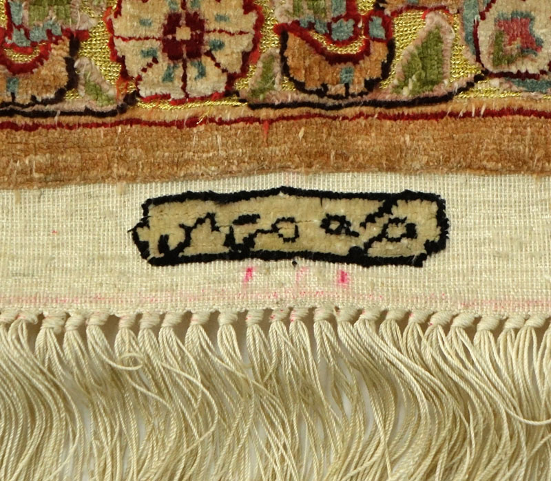 Semi Antique Gilt Persian Silk Rug.