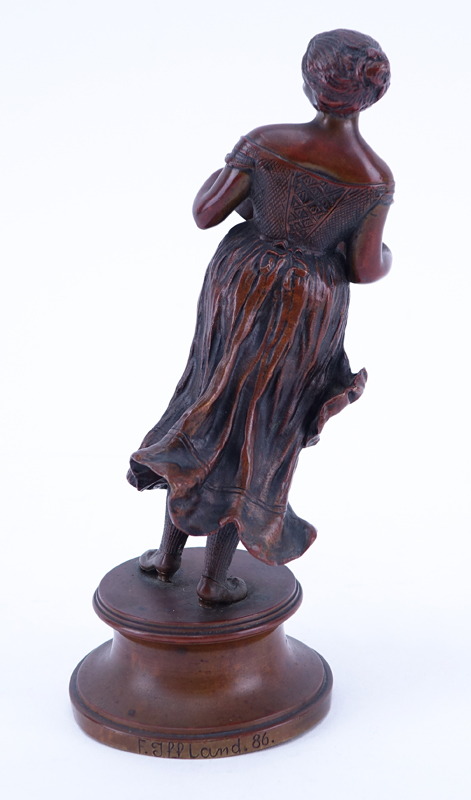 Franz Iffland, German  (1862 - 1935) Bronze Sculpture, Female Barmaid in Moving Position, Signed. 