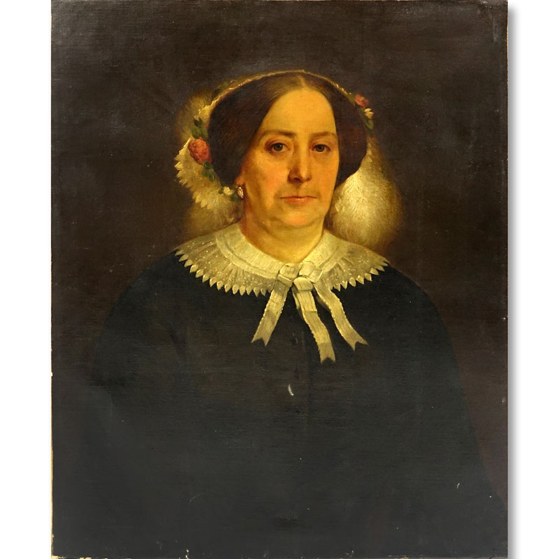 Circa 1840 American Oil on Canvas, Portrait of a Lady. 