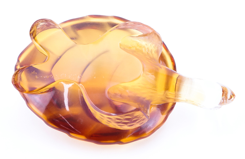 Lalique Amber Crystal Turtle Figurine/Paperweight.