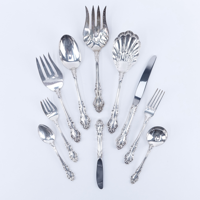 Eighty Five (85) Pieces Reed and Barton "Spanish Baroque" Sterling Silver Flatware.