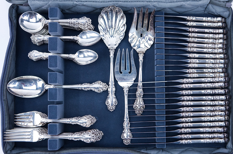 Eighty Five (85) Pieces Reed and Barton "Spanish Baroque" Sterling Silver Flatware.