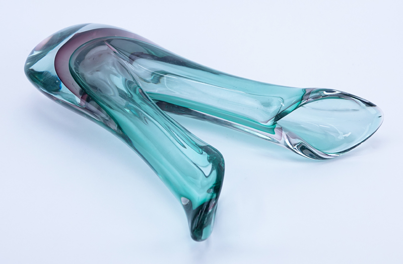 Murano Sommerso Art Glass Free Form Vase.