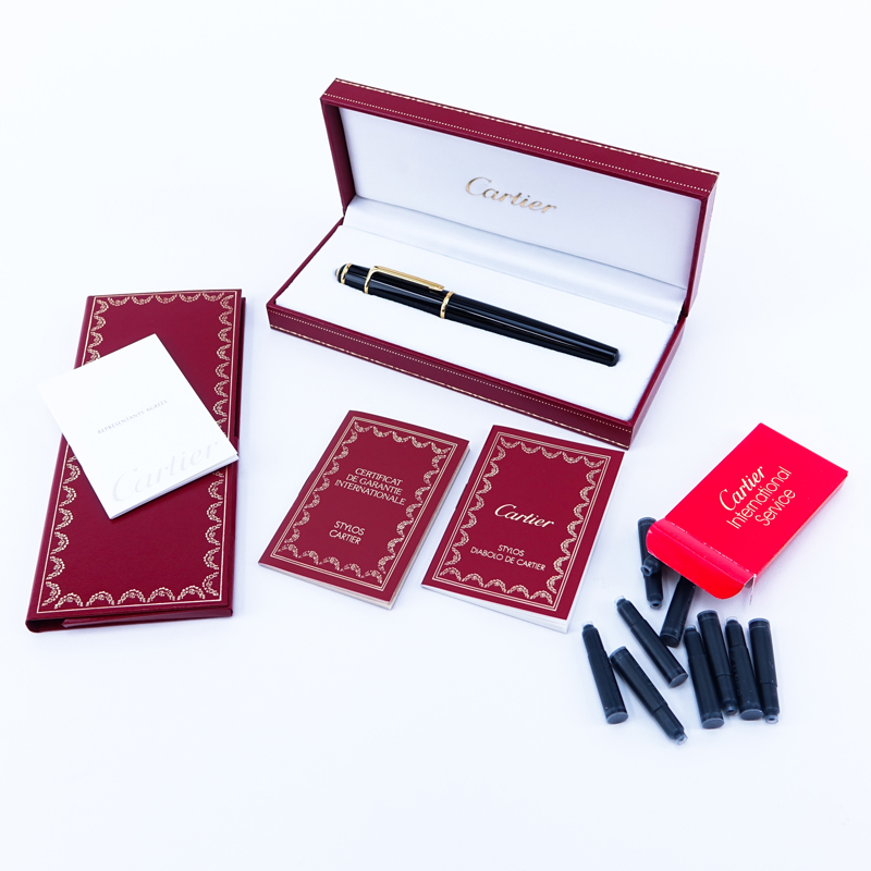 Cartier Pasha Fountain Pen with 18K Gold Nib. COA and box with documents included.