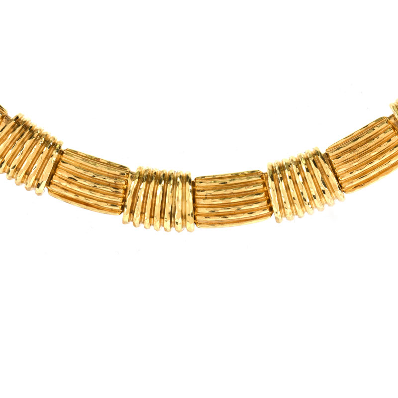 Vintage Henry Dunay Heavy 18 Karat Yellow Gold Link Collar Necklace. Signed, stamped 750, numbered 2221. 