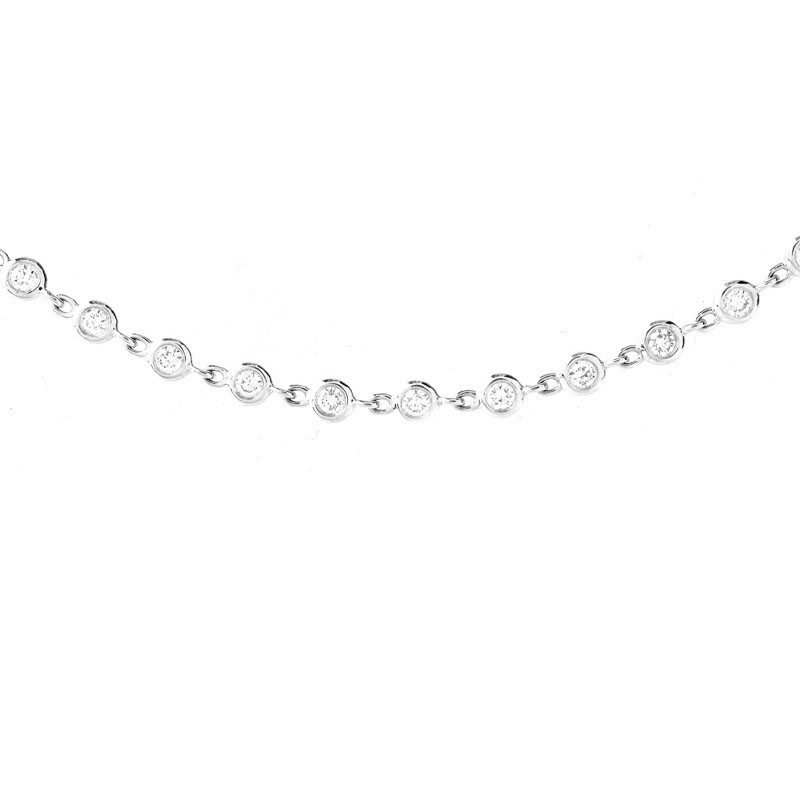 Tiffany & Co style Approx. 4.02 Carat Round Brilliant Cut Diamond and 18 Karat White Gold 32" Long Necklace. 