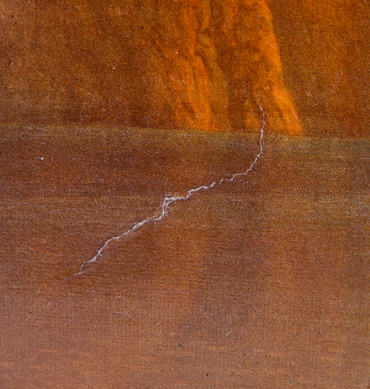After; Albert Bierstadt, German (1830 - 1902) Chromolithograph on Canvas "Sunset: California Scenery." Boston: L. Prang & Co., 1868. Original L. Prang & Co. S. Catalogue label and Pranc's American Chromos. 