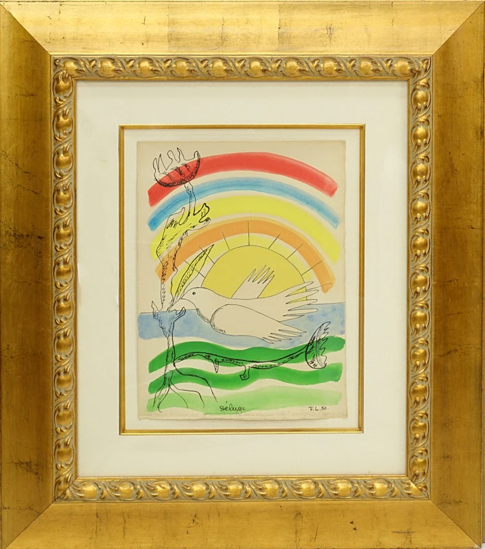 Fernand Leger, French (1881-1955) Gouache and ink on paper "Deluge". Signed, dated '50 and inscribed. 