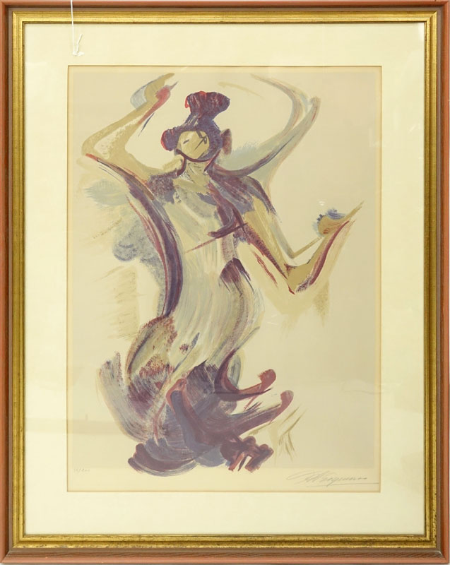 David Alfaro Siqueiros, Mexican (1896-1974) Color lithograph "Purple Dancer". Signed in pencil and numbered 96/200. COA included. 