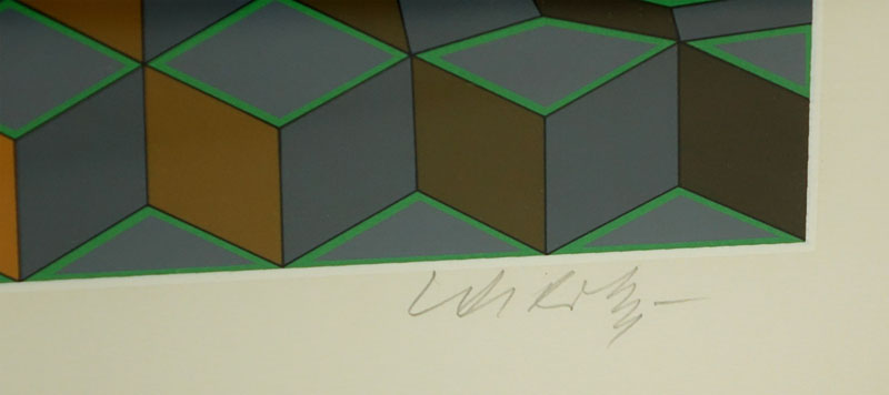 Victor Vasarely, French/Hungarian (1906 - 1997) Serigraph in Color "Bi-Cheyt" Signed and Numbered 'E.A 23/30' in Pencil. 