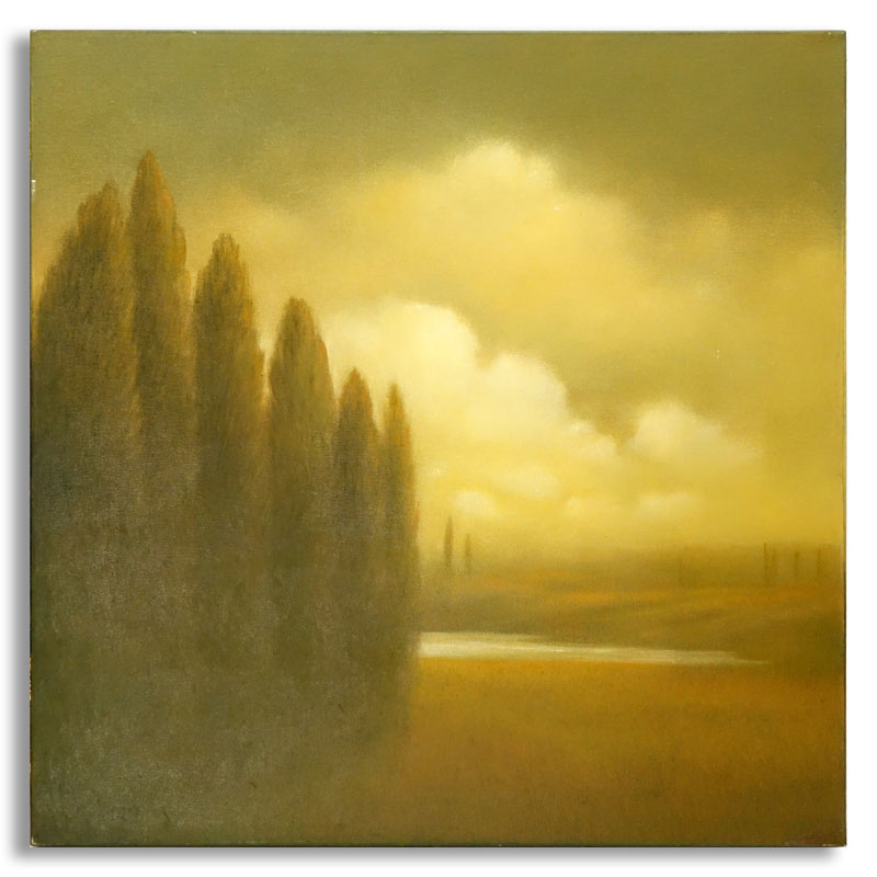 Donna McGinnis, American (20/21st Century) Oil on canvas "Tuscan Columns" Signed and titled en verso. 