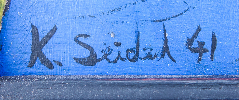 German Expressionist School Oil On Wood Panel "Ice Skaters". Signed and dated K. Seidel '41. Inscribed en verso Kurt Seidel Stuttgart 19__. 