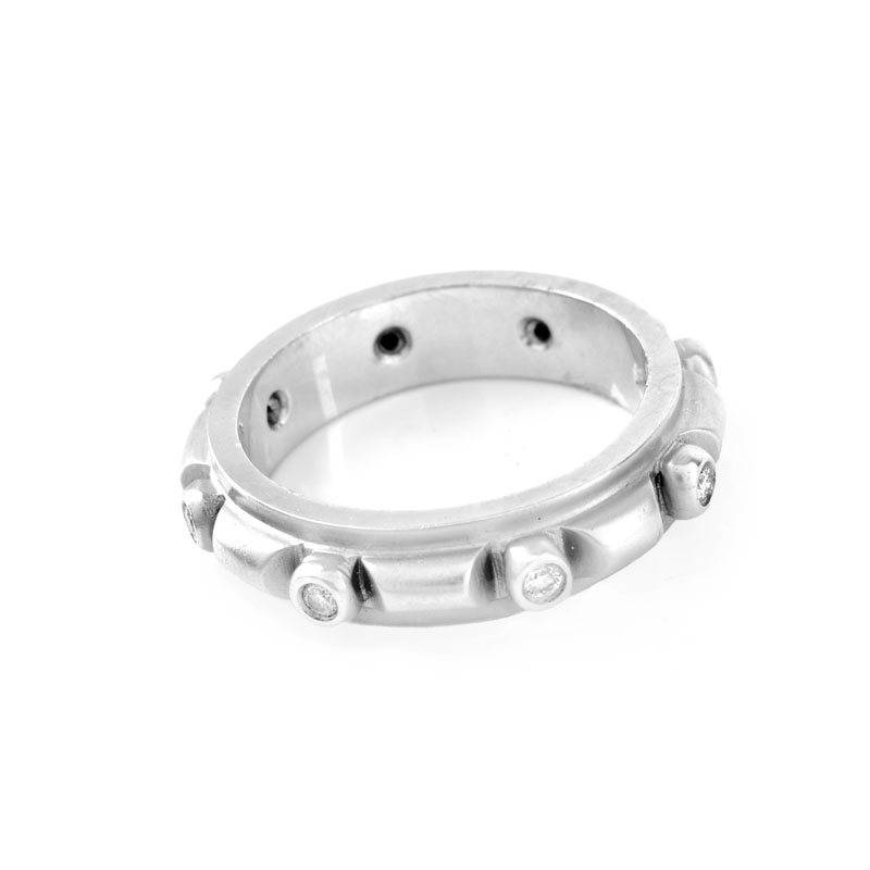 Contemporary Approx. .50 Carat Round Brilliant Cut Diamond and 18 Karat Matte White Gold Ring. Diamonds H color, VS2 clarity.