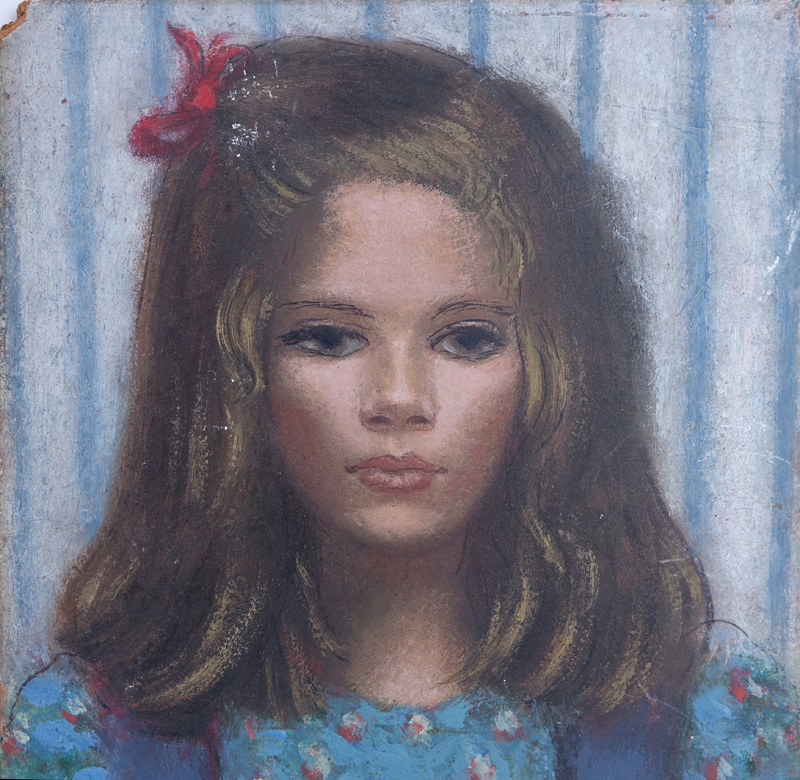 Lily Cushing, American (1909 - 1969) Two (2) oil paintings on masonite "Young Girl" and "Two Girls With Dolls".