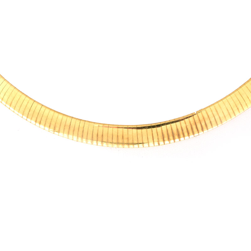 Vintage Italian 14 Karat Yellow Gold Choker Necklace. Stamped Italy 14K to clasp.