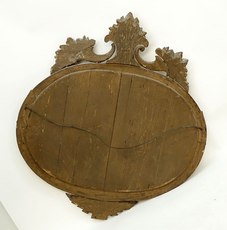 19/20th Century French Louis XVI Style Round Giltwood Carved Mirror.