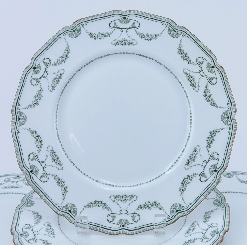 Ten (10) Royal Doulton "Princess" Porcelain Dinner Plates. Signed.