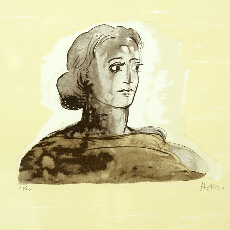 Henry Moore, British (1898-1986) Color lithograph "Creole Lady, from La Poesie". Signed, numbered 13/40 in pencil. 