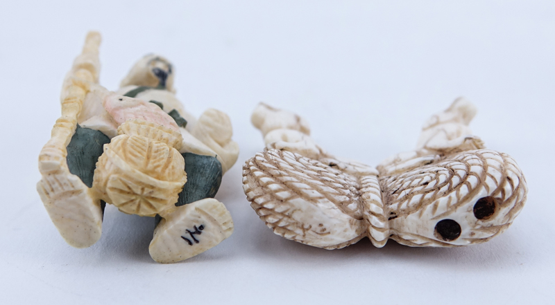 Collection of Five (5) Japanese Carved Ivory Netsuke. Some signed.