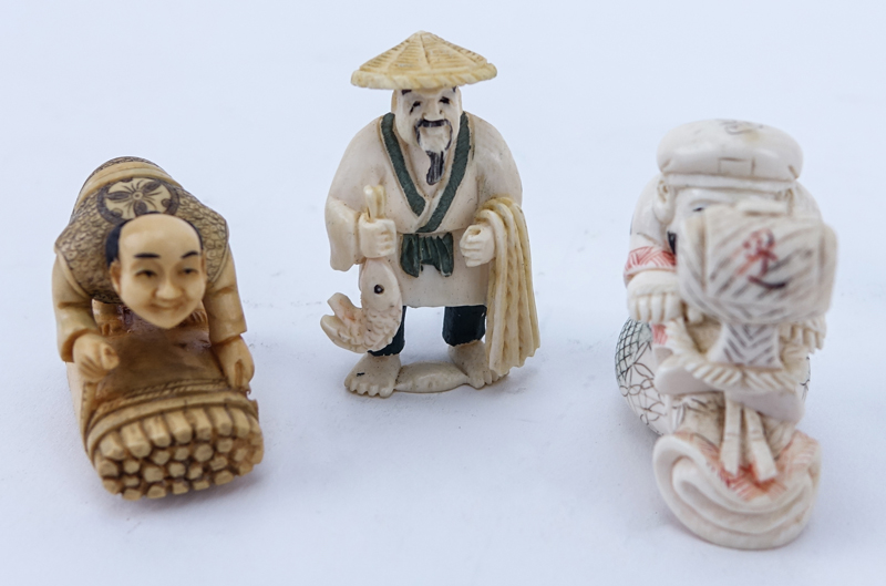 Collection of Six (6) Carved Japanese Ivory Netsuke.