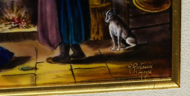 Limoges Enamel Painting On Copper Signed R. Restoueix.