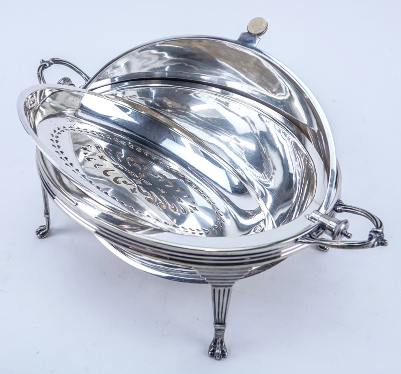 English Silver Plated Roll Top Dome Warmer. Marked.