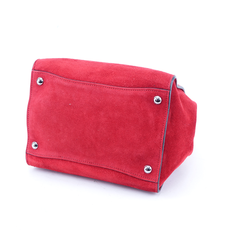 Prada Red Suede Leather Glace Handbag.