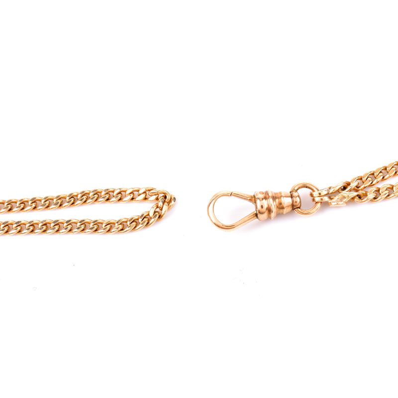 Vintage 14 Karat Yellow Gold Slide Chain with Opal and Diamond Accented Clasp.