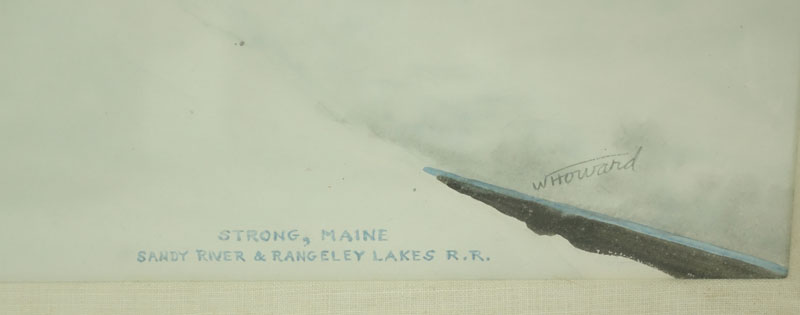 Wing Howard, American  (1921 - 1998) Watercolor on Paper "Strong, Maine Sandy River & Rangeley Lakes R.