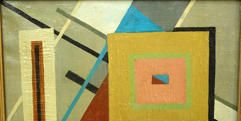 Attributed to: Lloyd Ney, American (1893 - 1965) Oil on Canvas, Abstract Geometric Composition, Signed Lower Right.
