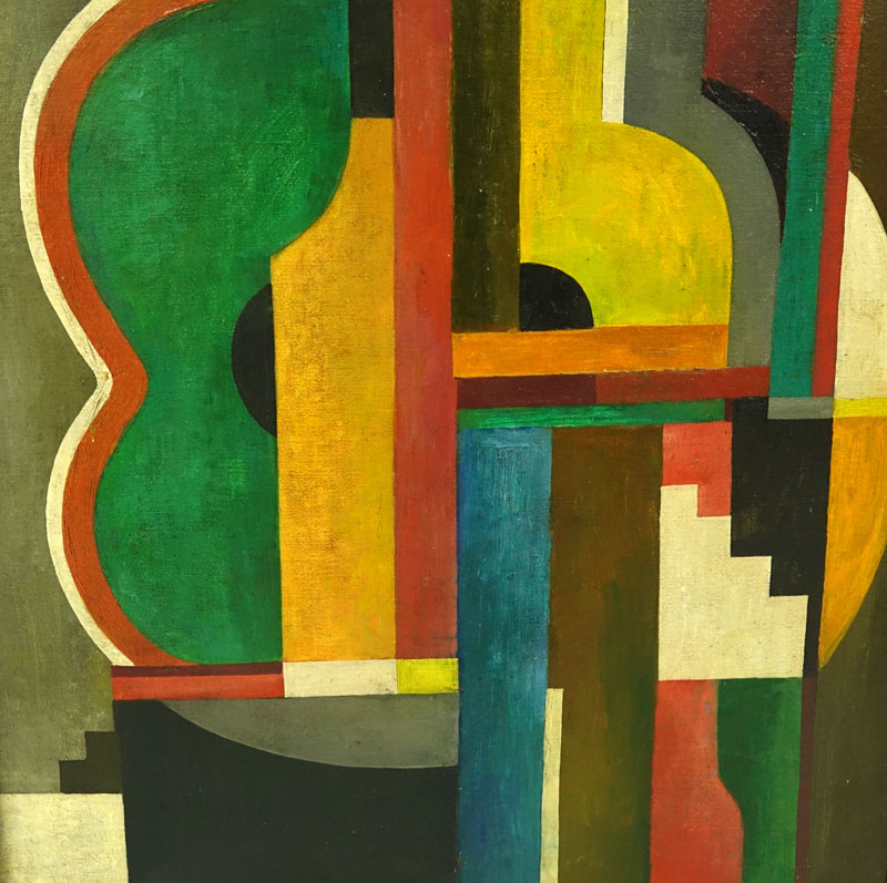 Attributed to: Gustave Buchet, Swiss (1888 - 1963) Oil on Canvas, Abstract Cubic Composition, Signed Lower Left, Light yellowing to varnish from age overall good condition.