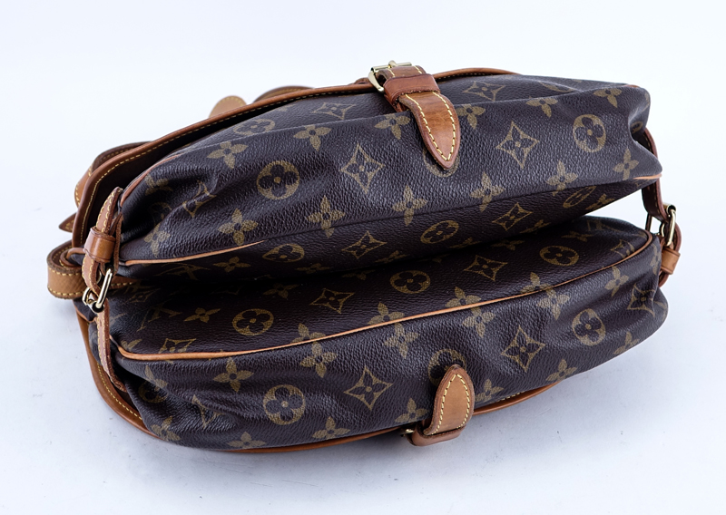 Louis Vuitton Brown Monogram Coated Canvas Saumur 25 Double Strap 2 Sided Crossbody Messenger Bag.