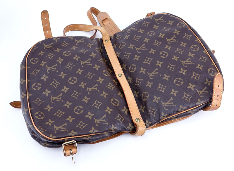 Louis Vuitton Brown Monogram Coated Canvas Saumur 25 Double Strap 2 Sided Crossbody Messenger Bag.
