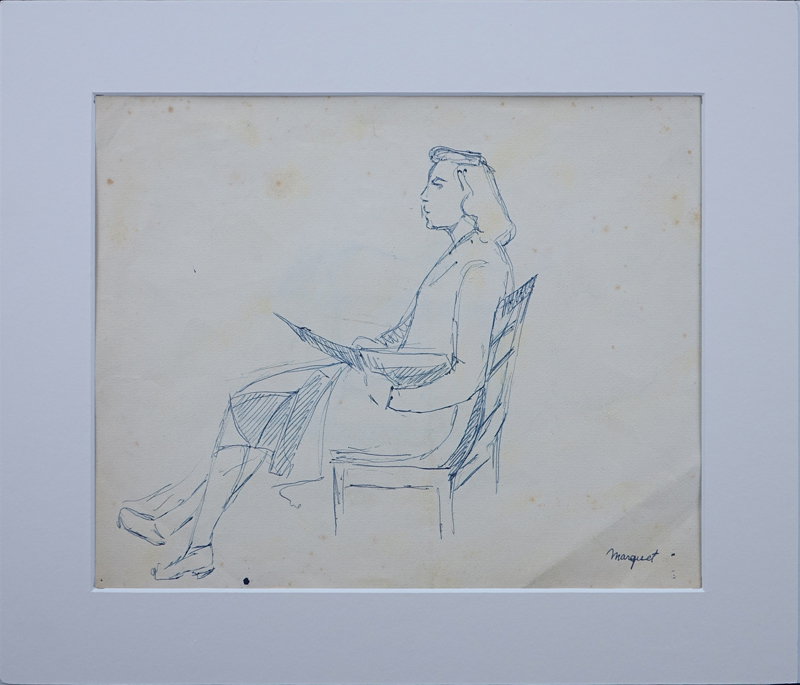 Attributed to: Albert Marquet, French (1875 - 1947) Ink on paper "Seated Woman", charcoal sketch en verso "Seated Woman".