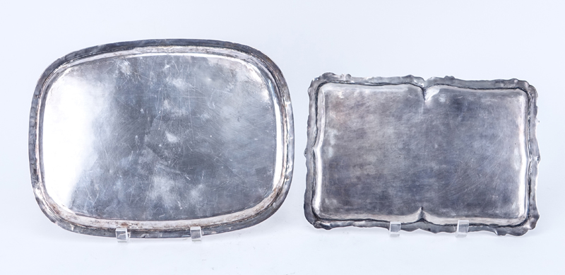 Two (2) 900 Silver Trays. Signed 900.