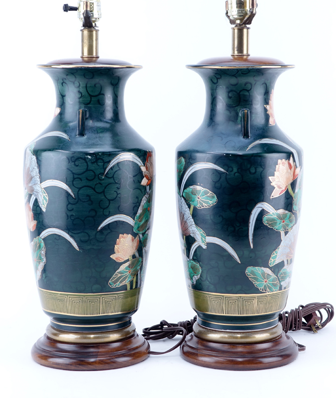 Pair of Japanese Nippon Vases as Lamps.