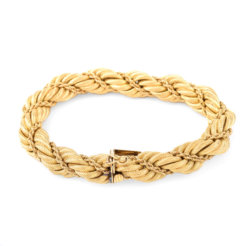 Vintage Tiffany & Co Italian 18 Karat Yellow Gold 11mm Rope Style Bracelet.