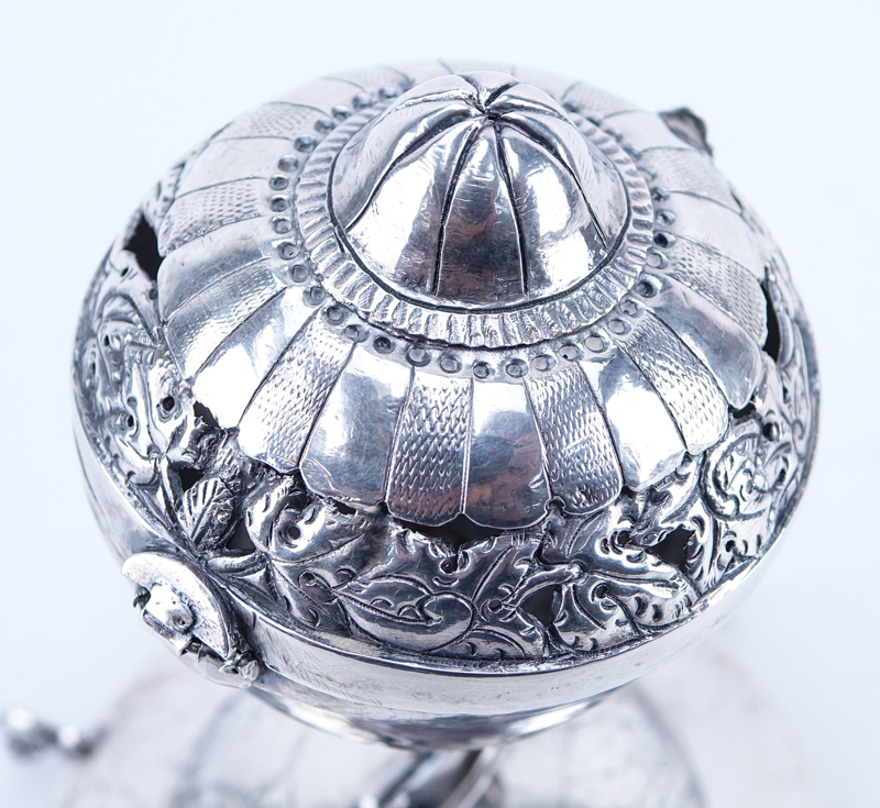 Antique Peruvian Spanish Colonial Style Silver Incense Burner.