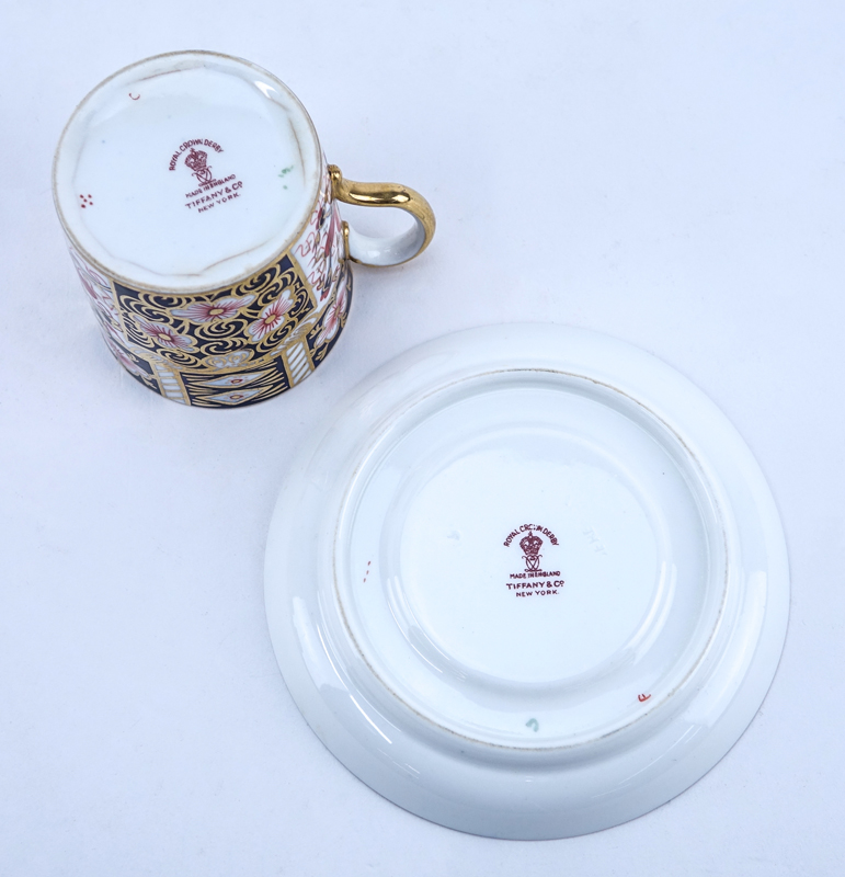 Sixteen (16) Piece Royal Crown Derby for Tiffany & Co Porcelain Cup and Saucer Set.