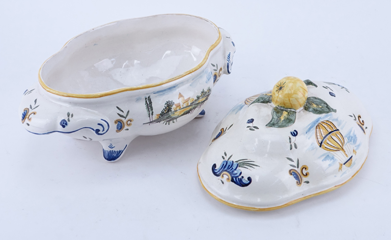 A French Faience Pottery Covered Tureen.