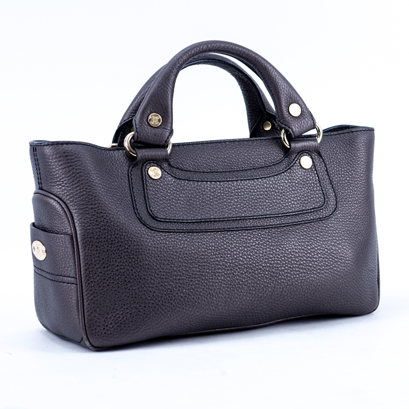 Celine Dark Bronze Leather Boogie Handbag.