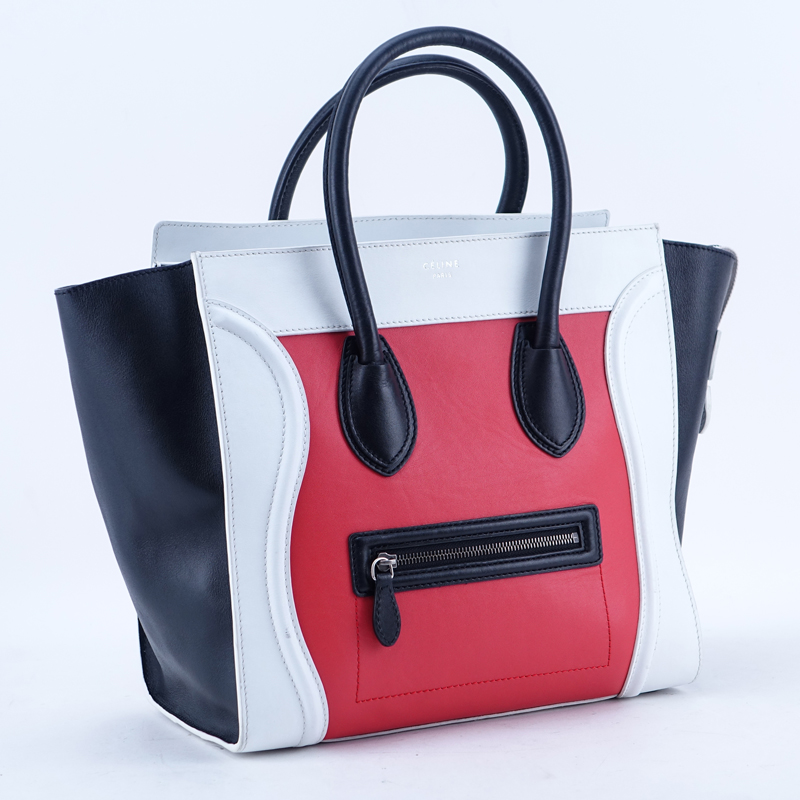 Celina Red/White And Black Tricolor Luggage Tote MM.